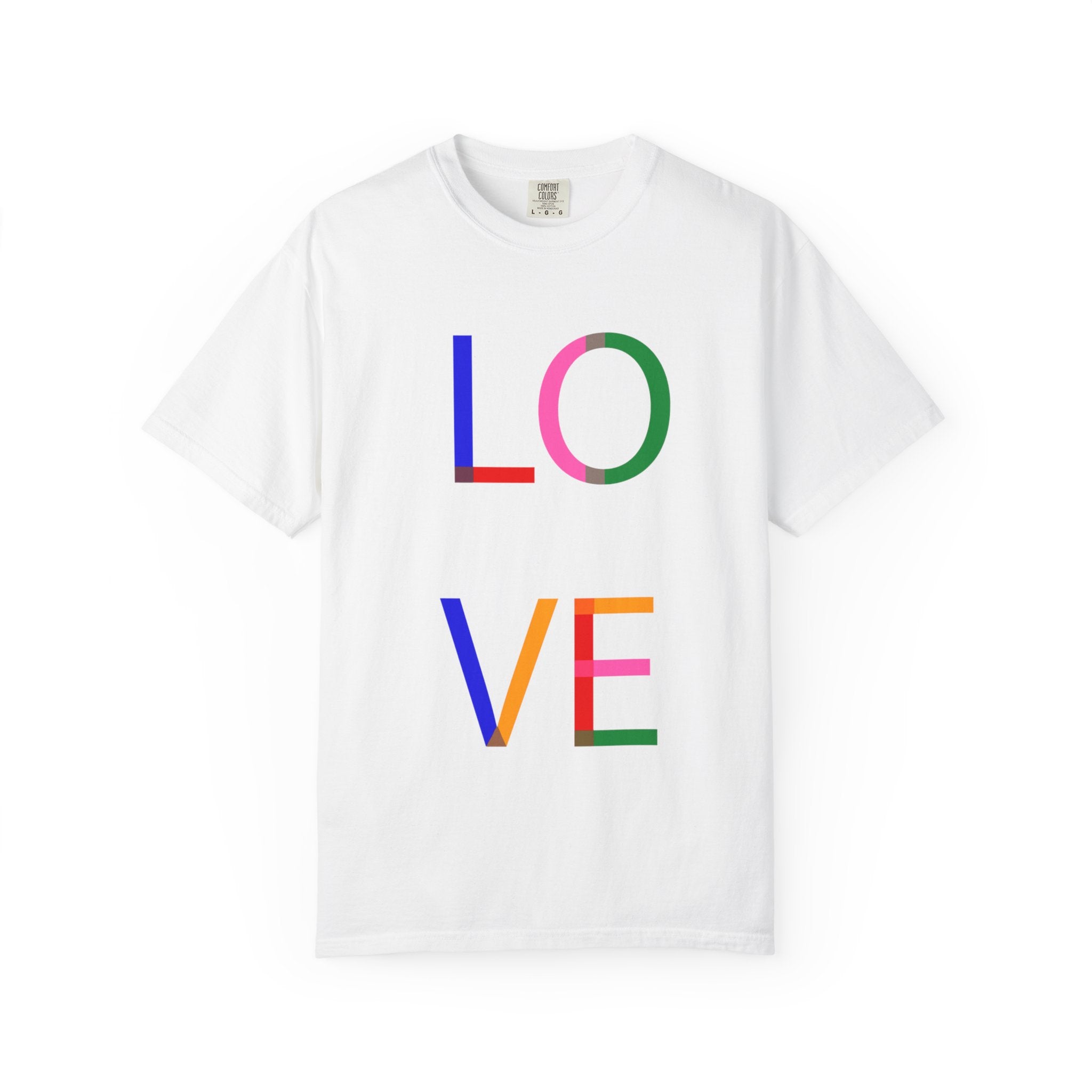 Colorful Love T-Shirt | Unisex Garment-Dyed Tee for Couples, Valentine's Day Gift, Casual Wear, Pride, Fun Fashion