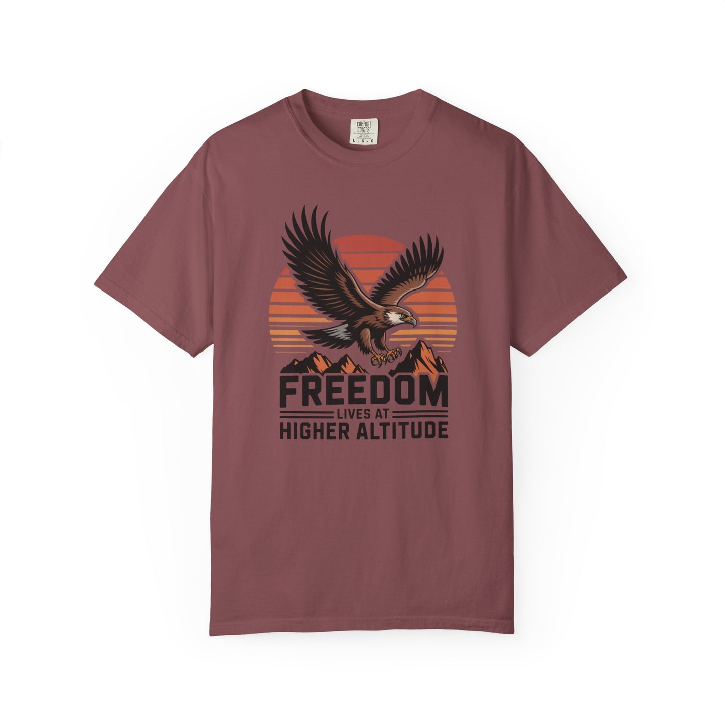 Freedom Eagle T-Shirt — "Freedom Lives at Higher Altitude" Vintage Mountain Graphic