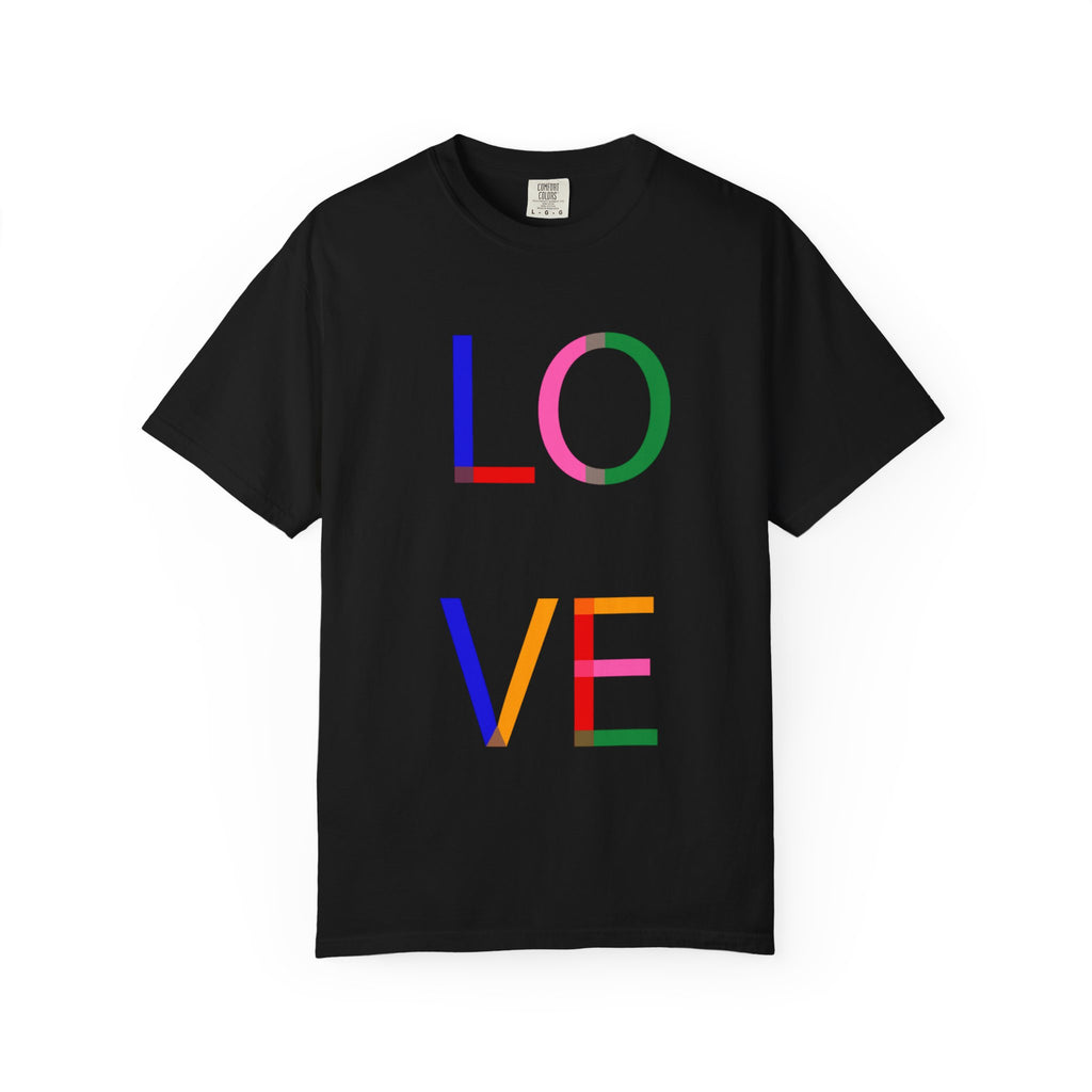 Colorful Love T-Shirt | Unisex Garment-Dyed Tee for Couples, Valentine's Day Gift, Casual Wear, Pride, Fun Fashion
