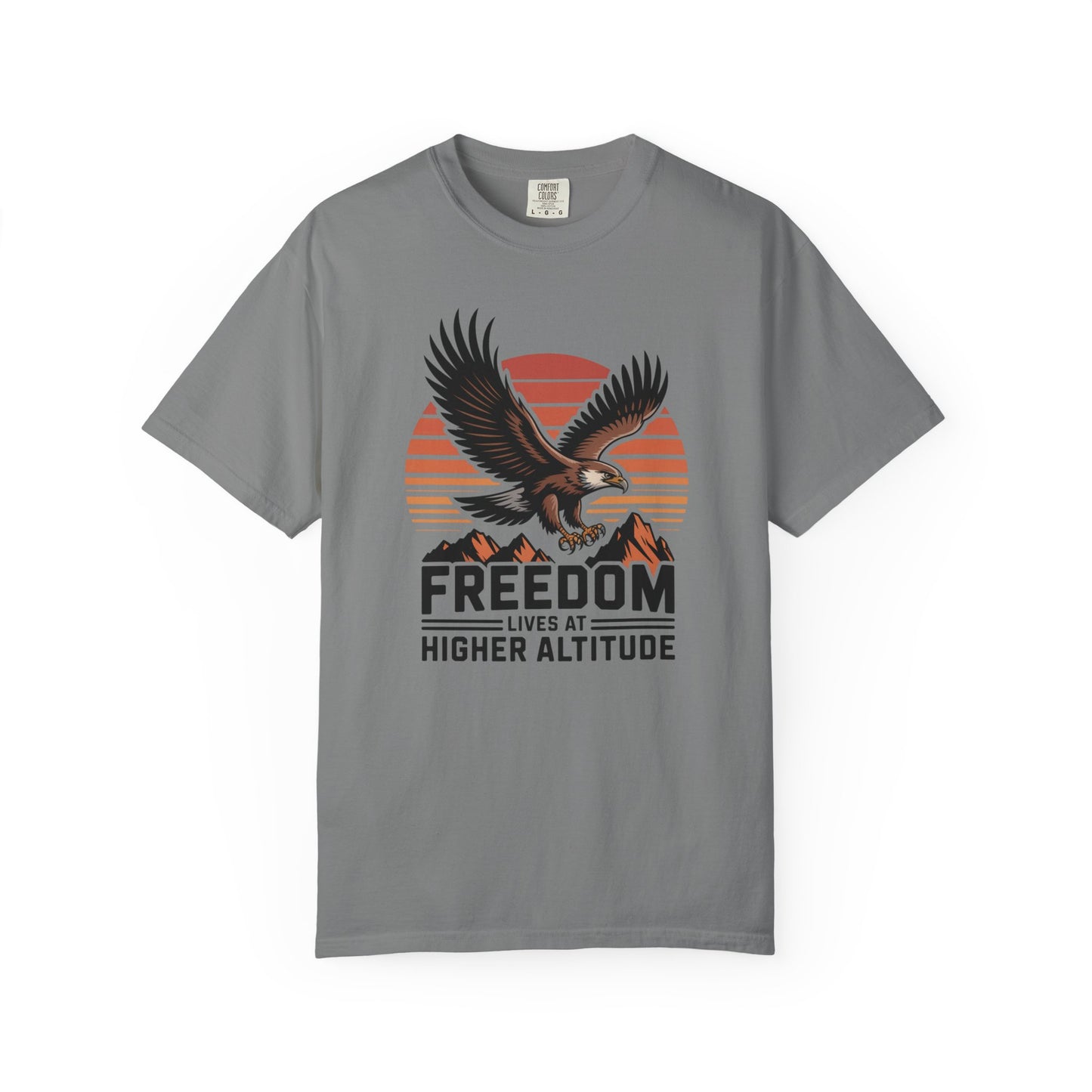 Freedom Eagle T-Shirt — "Freedom Lives at Higher Altitude" Vintage Mountain Graphic