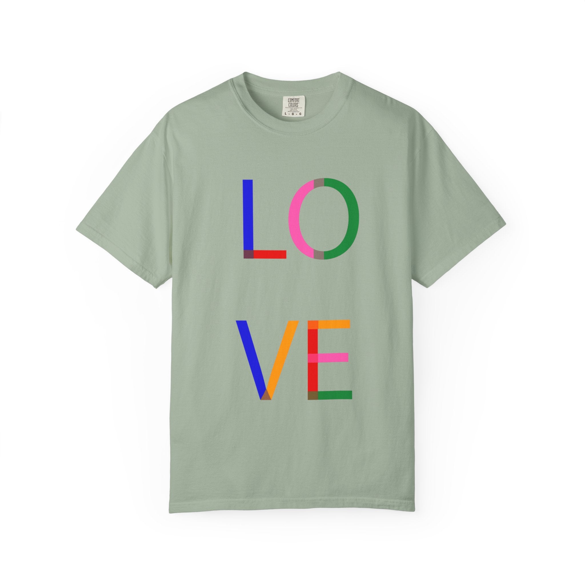 Colorful Love T-Shirt | Unisex Garment-Dyed Tee for Couples, Valentine's Day Gift, Casual Wear, Pride, Fun Fashion