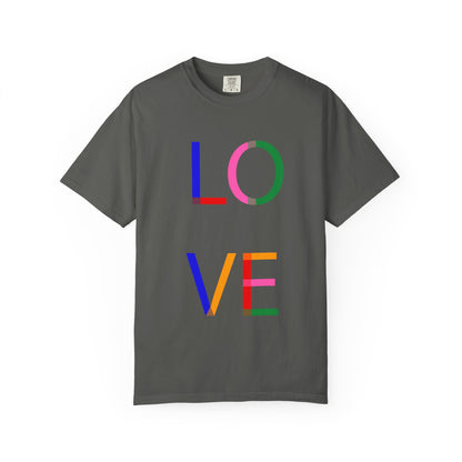 Colorful Love T-Shirt | Unisex Garment-Dyed Tee for Couples, Valentine's Day Gift, Casual Wear, Pride, Fun Fashion