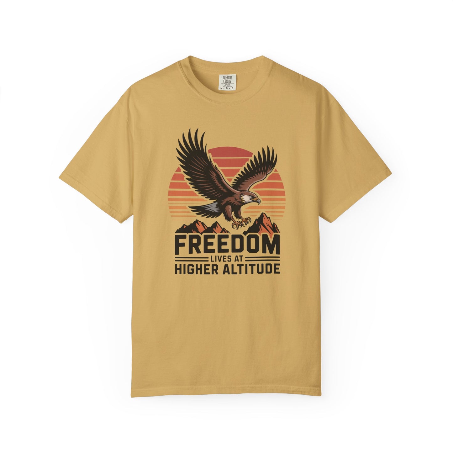 Freedom Eagle T-Shirt — "Freedom Lives at Higher Altitude" Vintage Mountain Graphic