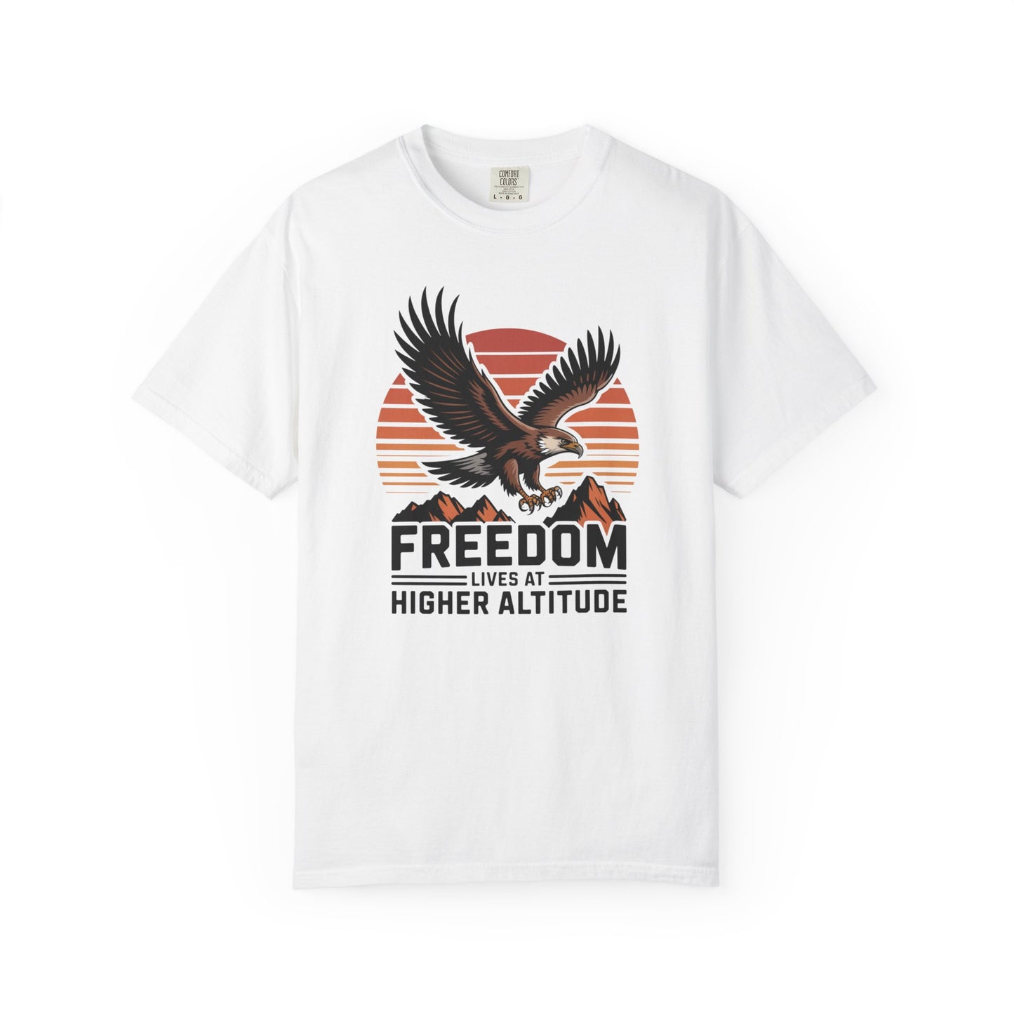 Freedom Eagle T-Shirt — "Freedom Lives at Higher Altitude" Vintage Mountain Graphic