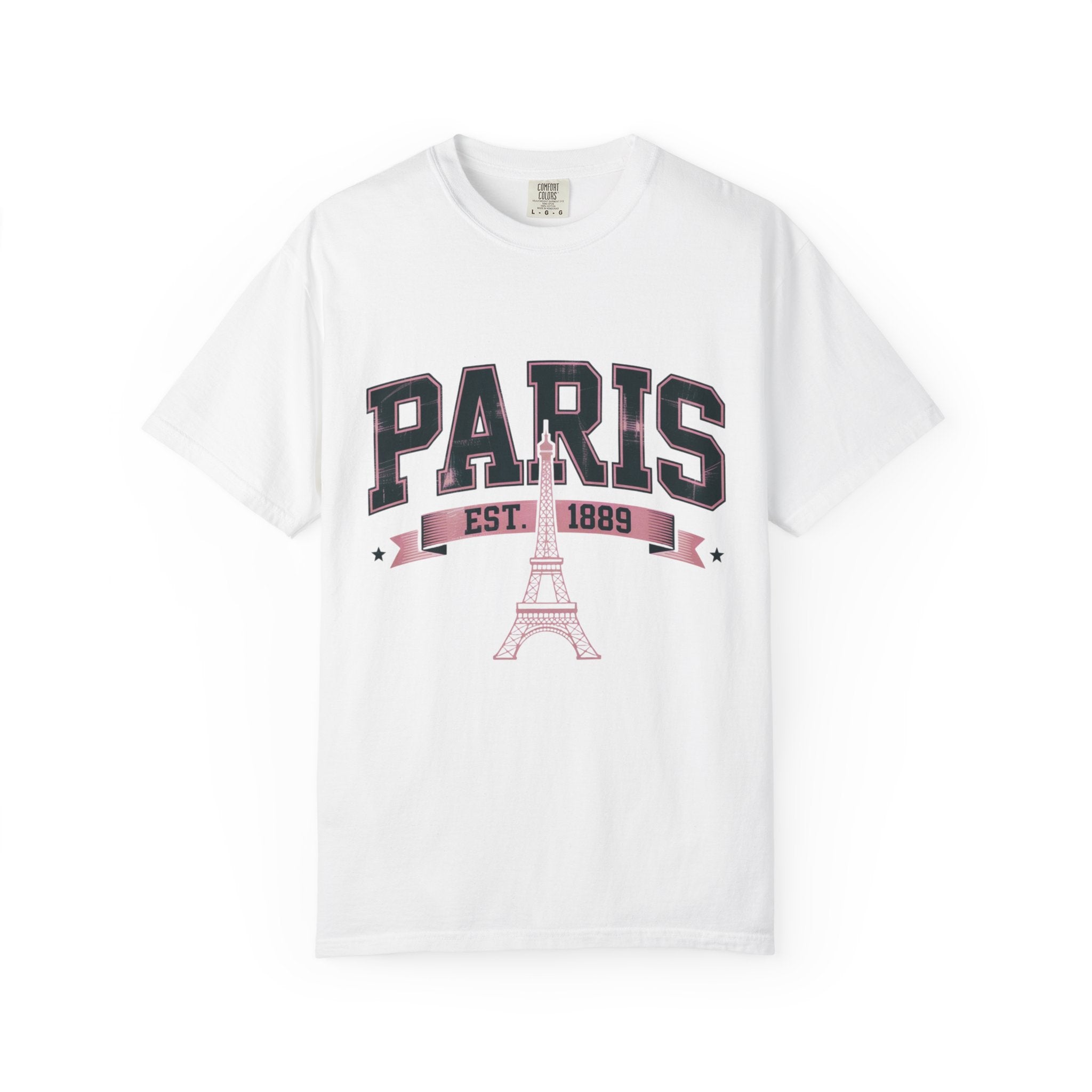 'PARIS EST. 1889' Vintage Collegiate Pink Tee