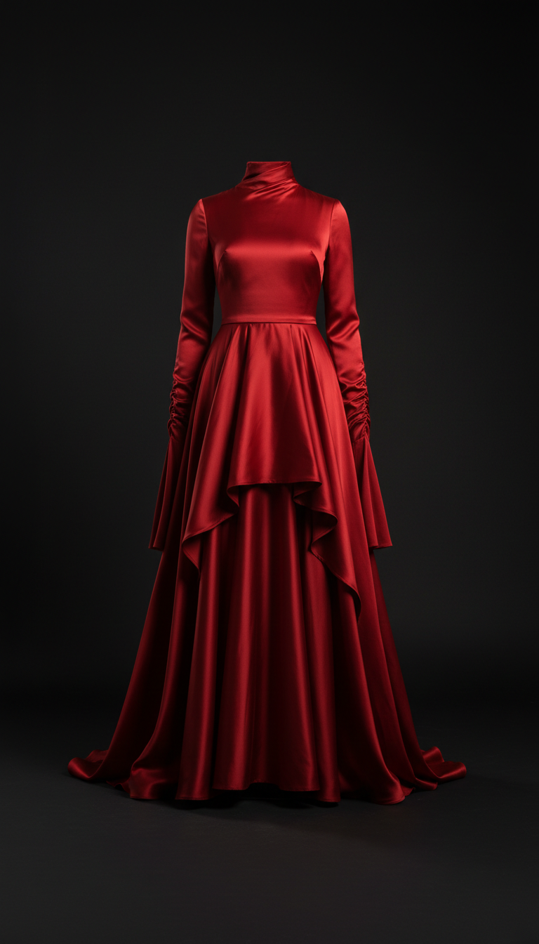 Red Silk Statement Dress