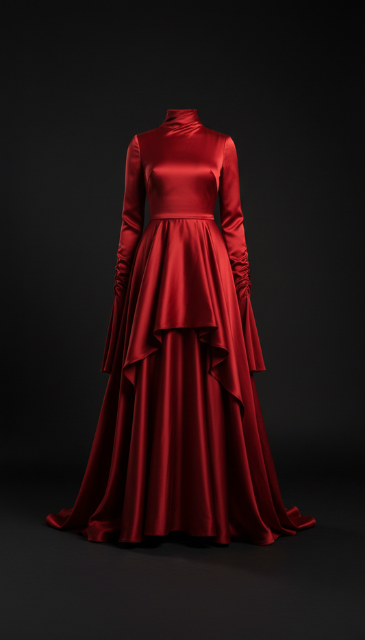 Red Silk Statement Dress